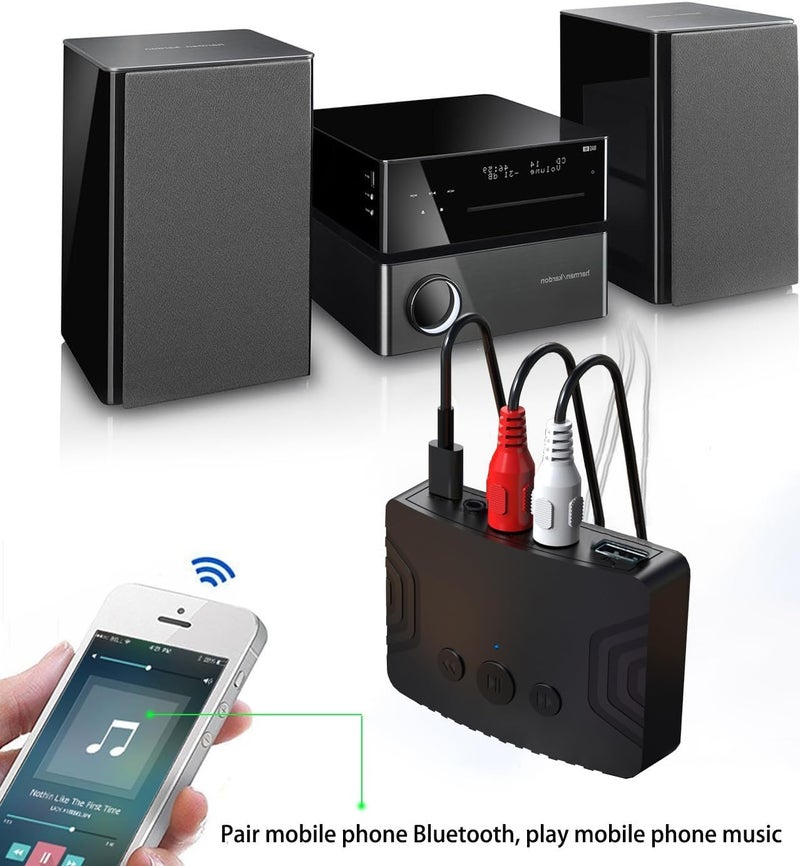 Tobo 5.3 Bluetooth Audio Adapter, Dual Output Interface Wireless Audio Adapter Suitable for Tablets, Car Audio and Home Music Streaming Stereo Systems, USB MP3 Player.(R20) (TD-1168WA) - Image 2