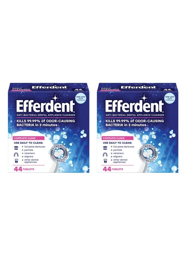 Efferdent Denture Cleanser Tablets, Complete Clean, Cleanser for Retainer and Dental Appliances, 44 Count, (Pack of 2) - Image 1