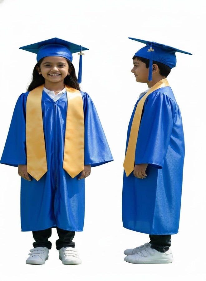 FANCY FLIGHT Kids Convocation Dress Graduation Gown and Cap Set | (Blue, 2-3 years) - Image 1