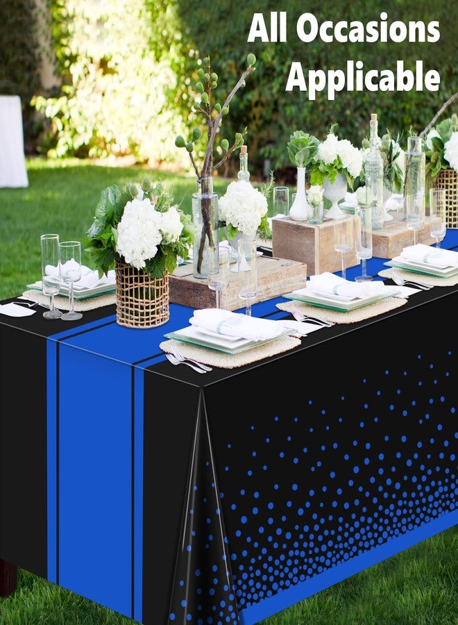 LANLISA Black and Blue Tablecloth Party Decorations 2 Pack, Disposable Plastic Table Cloths for Boss Baby Birthday Graduation Retirement Masquerade Party Decor - Image 2