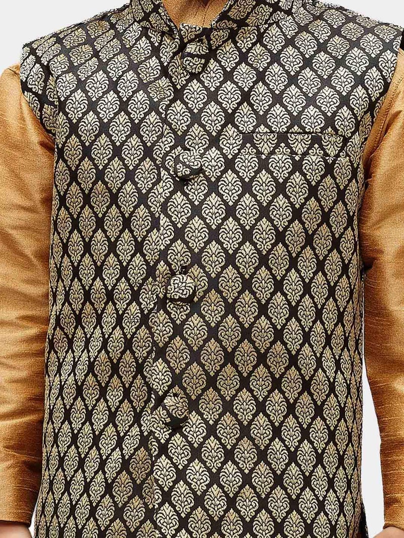 JBN Creation Boy's Silk Blend Nehru Jacket (VASBJBL005_20_Black - Image 4