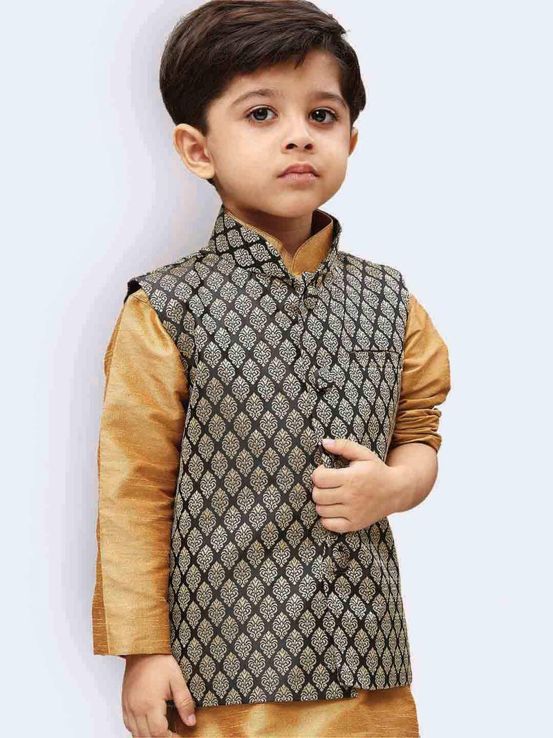 JBN Creation Boy's Silk Blend Nehru Jacket (VASBJBL005_20_Black - Image 3