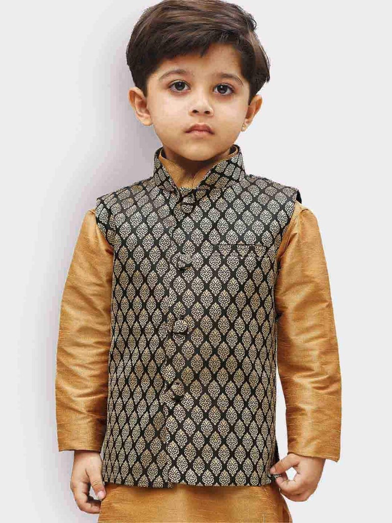 JBN Creation Boy's Silk Blend Nehru Jacket (VASBJBL005_20_Black - Image 2
