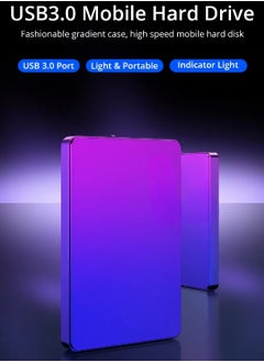 AROAQ External Hard Drive, USB3.0 Ultra Slim HDD Storage Device, Portable Compact High-speed Mobile Hard Disk Compatible for Pc, Desktop, Mobiles, Laptop, Game Console, Ps4, (Gradient Blue Purple, 2TB)  - Image 2