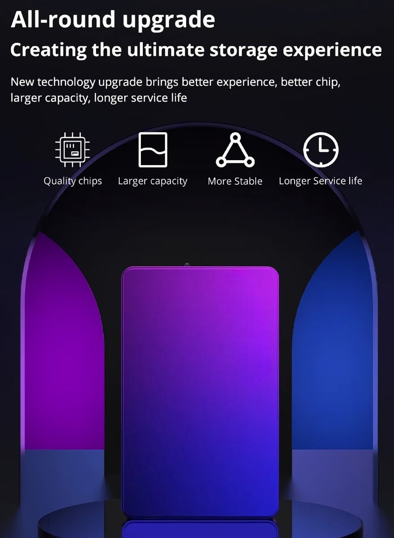 AROAQ External Hard Drive, USB3.0 Ultra Slim HDD Storage Device, Portable Compact High-speed Mobile Hard Disk Compatible for Pc, Desktop, Mobiles, Laptop, Game Console, Ps4, (Gradient Blue Purple, 2TB) - Image 3