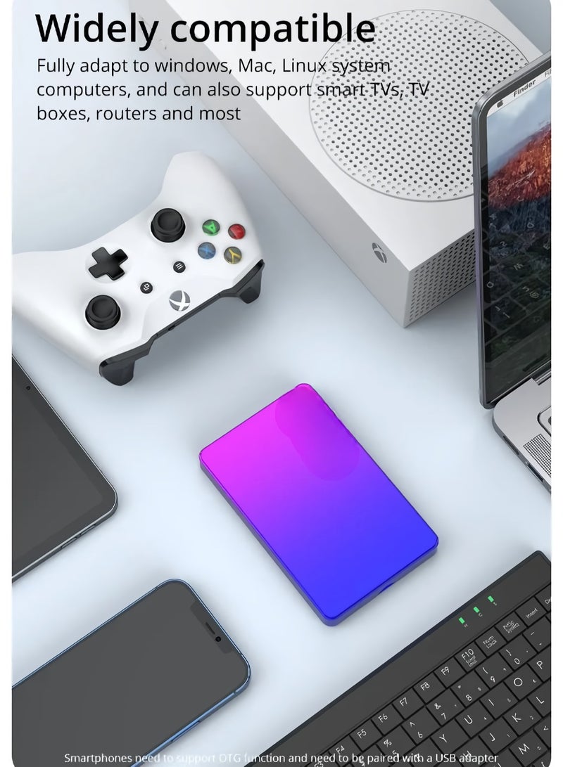 AROAQ External Hard Drive, USB3.0 Ultra Slim HDD Storage Device, Portable Compact High-speed Mobile Hard Disk Compatible for Pc, Desktop, Mobiles, Laptop, Game Console, Ps4, (Gradient Blue Purple, 2TB) - Image 4