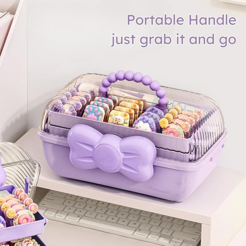 HoopVool Plastic Hair Accessories Organizer Box Hair Ribbon Storage Box Ribbon Box MultiPurpose Organizer With Handles For Nail Hair Accessories Sewing Supplies Makeup Art Supplies PURPLE - Image 2