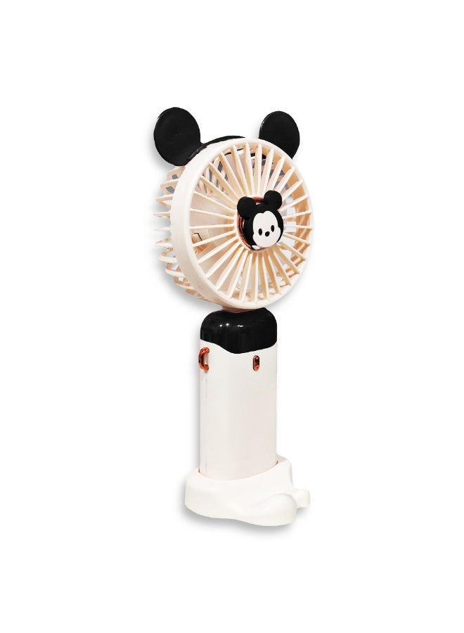 Cute cartoon portable fan, 5 different cooling speeds with LED display showing the speed level, openable head, equipped with a scented disc for refreshing breeze, USB rechargeable for easy use, lightweight and portable design with a lanyard to hang it around the neck, base to fix it on the table, safe material and suitable for children and adults, perfect gift for summer - Image 2