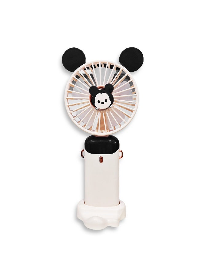 Cute cartoon portable fan, 5 different cooling speeds with LED display showing the speed level, openable head, equipped with a scented disc for refreshing breeze, USB rechargeable for easy use, lightweight and portable design with a lanyard to hang it around the neck, base to fix it on the table, safe material and suitable for children and adults, perfect gift for summer - Image 1