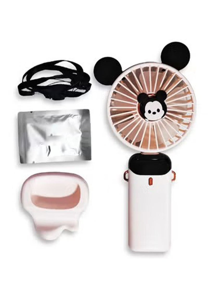 Cute cartoon portable fan, 5 different cooling speeds with LED display showing the speed level, openable head, equipped with a scented disc for refreshing breeze, USB rechargeable for easy use, lightweight and portable design with a lanyard to hang it around the neck, base to fix it on the table, safe material and suitable for children and adults, perfect gift for summer - Image 4