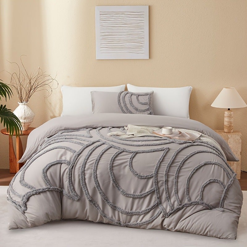 2pcs/3pcs Tufted Nordic Bohemian Style Bedding, Modern Minimalist Soft and Comfortable Bedding, Duvet Cover Set with Zipper (Includes 1 Duvet Cover and 1 Pillowcase/2 Pillowcases). Available in Multiple Colors and Sizes, a Suitable Gift for Family - Image 1
