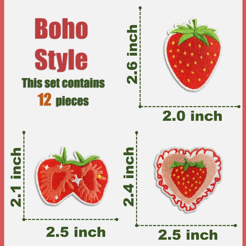 Cazzon Boho Girly Iron On Patches, Cute Embroidery Applique Patch, DIY Decorative Heat Press Patches for Jeans Jackets Clothing Backpacks Hats (Boho4 12 Pcs) - Image 2