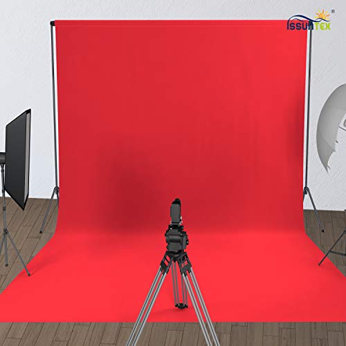 ISSUNTEX 6X9 ft Background Muslin Backdrop, Photo Studio, Collapsible High Density Screen for Video Photography and Television-Red - Image 2