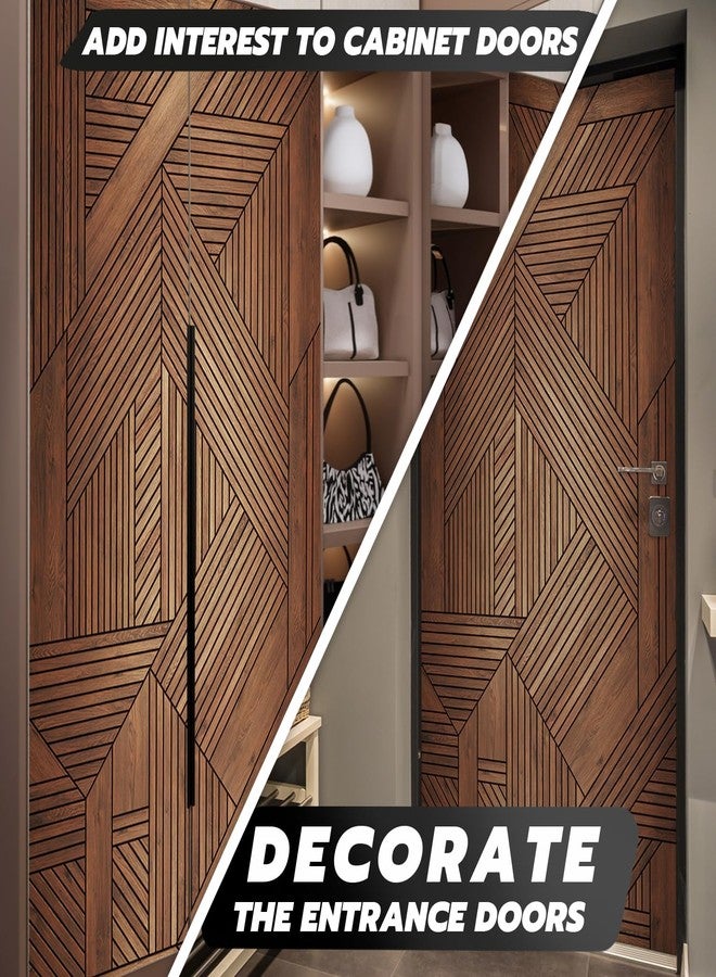 ملصقات أبواب خشبية هندسية ذاتية اللصق من Alwayspon مقاس 30 × 78.7 بوصة، ملصقات جدارية فنية من الفينيل قابلة للإزالة وقابلة للإزالة، لتزيين غرفة النوم والمنزل - Image 3