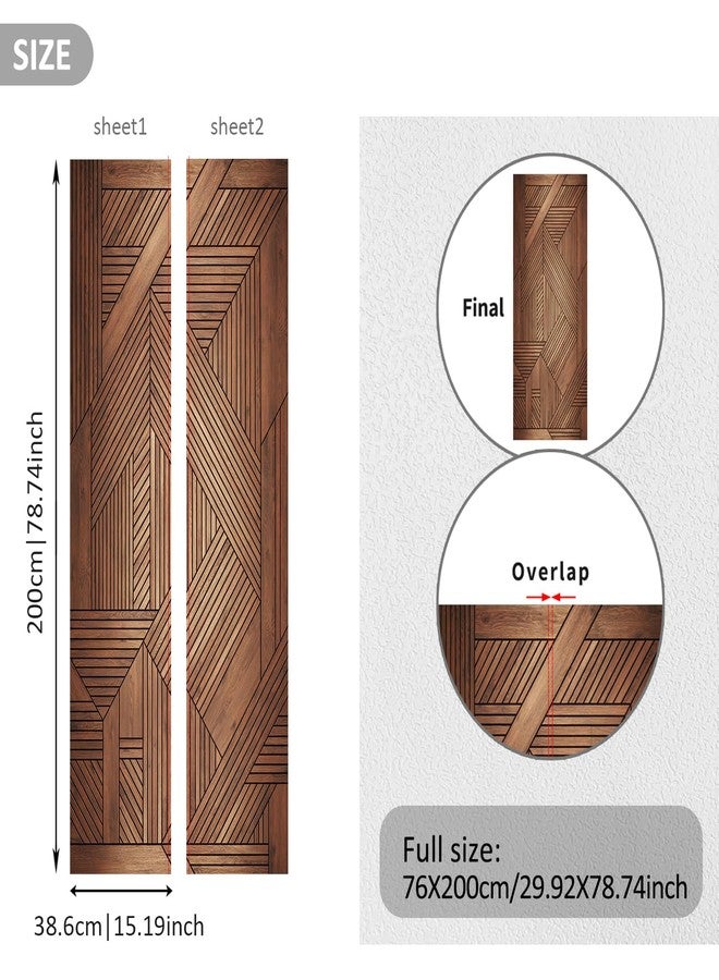 ملصقات أبواب خشبية هندسية ذاتية اللصق من Alwayspon مقاس 30 × 78.7 بوصة، ملصقات جدارية فنية من الفينيل قابلة للإزالة وقابلة للإزالة، لتزيين غرفة النوم والمنزل - Image 5