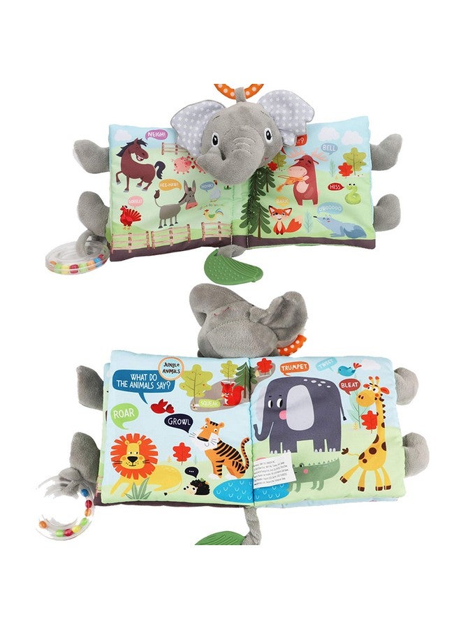 Bebe Mondo Elephant Touch and Feel Baby Books Toys 0-6 Months, Loveys Crinkle Books for Babies,Infant Toys 6-12-18 Months 1-2 Year Old, Baby Shower Easter Gifts Soft Cloth Book Teething Rattle for Boys Girls  - Image 4