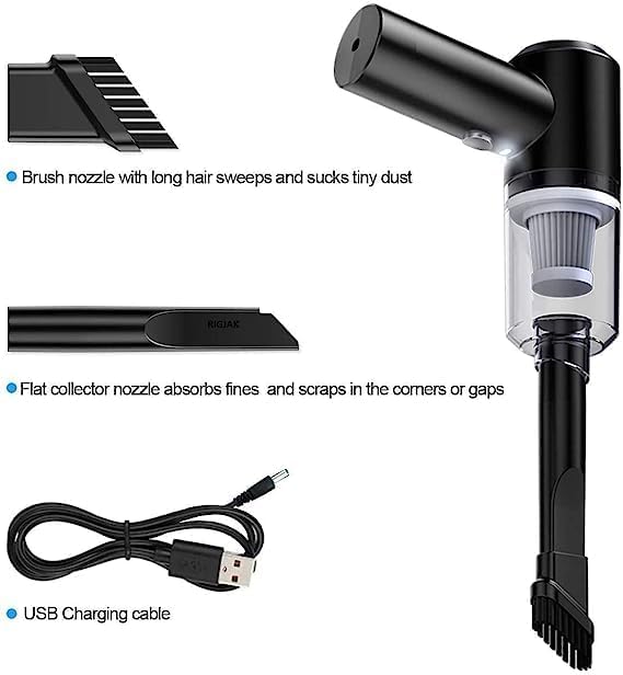 HEER Vacuum Cleaner Dust CollectionLighting 2 in 1 Car Vacuum Cleaner 120W HighPower Handheld Wireless Vacuum Cleaner Home Car Dualuse Portable USB Rechargeable Set of 1 Black - Image 2