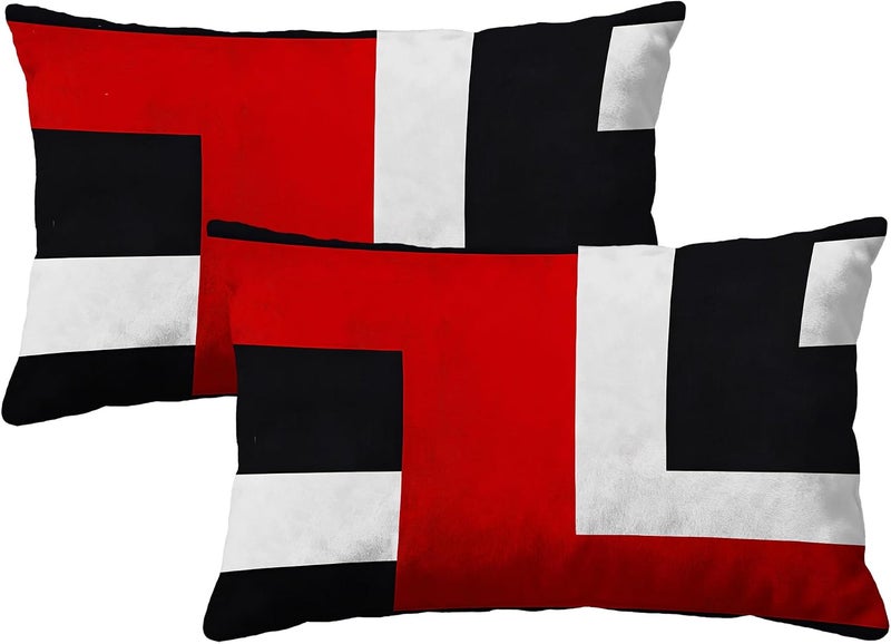 Identiy Red and Black Geometric Throw Pillow Cover 12x20 Inch Pack of 2, Modern Abstract Art Decorative Pillow Case, Lumar Cushion Cases Pillow Cover for Home Sofa Couch Indoor Outdoor - Image 1