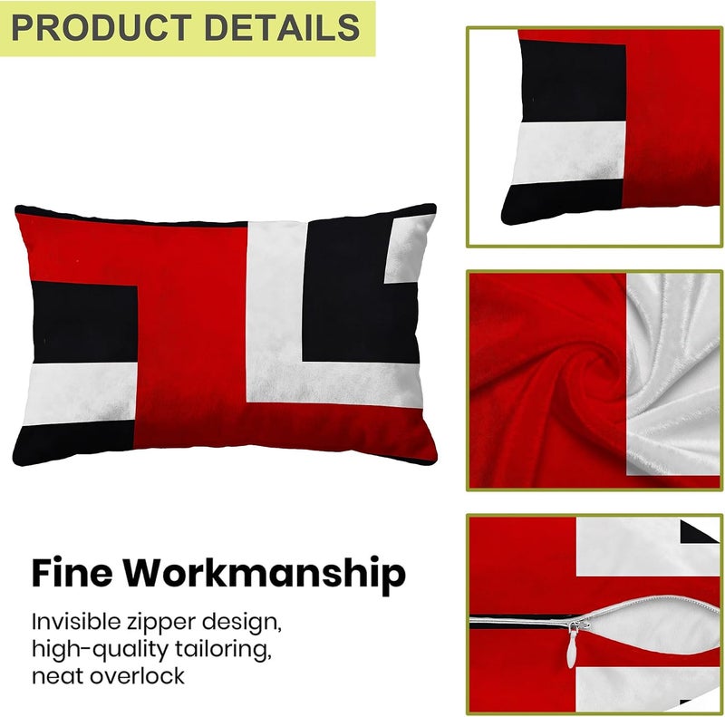 Identiy Red and Black Geometric Throw Pillow Cover 12x20 Inch Pack of 2, Modern Abstract Art Decorative Pillow Case, Lumar Cushion Cases Pillow Cover for Home Sofa Couch Indoor Outdoor - Image 3