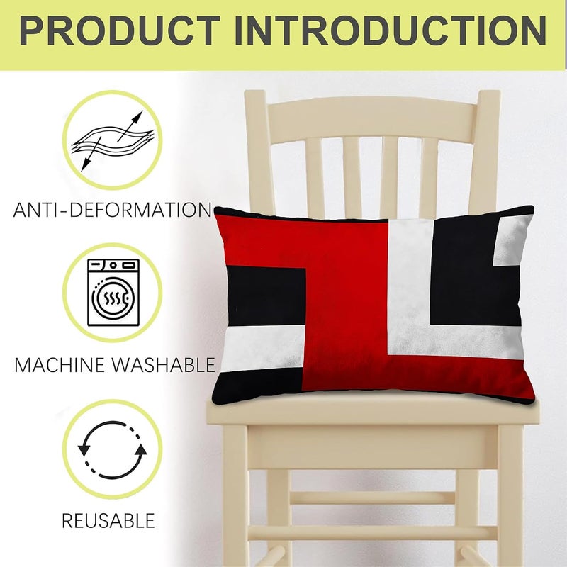 Identiy Red and Black Geometric Throw Pillow Cover 12x20 Inch Pack of 2, Modern Abstract Art Decorative Pillow Case, Lumar Cushion Cases Pillow Cover for Home Sofa Couch Indoor Outdoor - Image 4