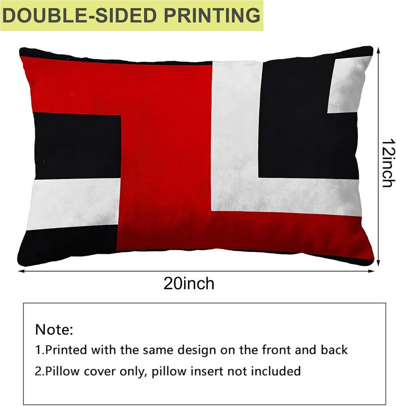 Identiy Red and Black Geometric Throw Pillow Cover 12x20 Inch Pack of 2, Modern Abstract Art Decorative Pillow Case, Lumar Cushion Cases Pillow Cover for Home Sofa Couch Indoor Outdoor - Image 2