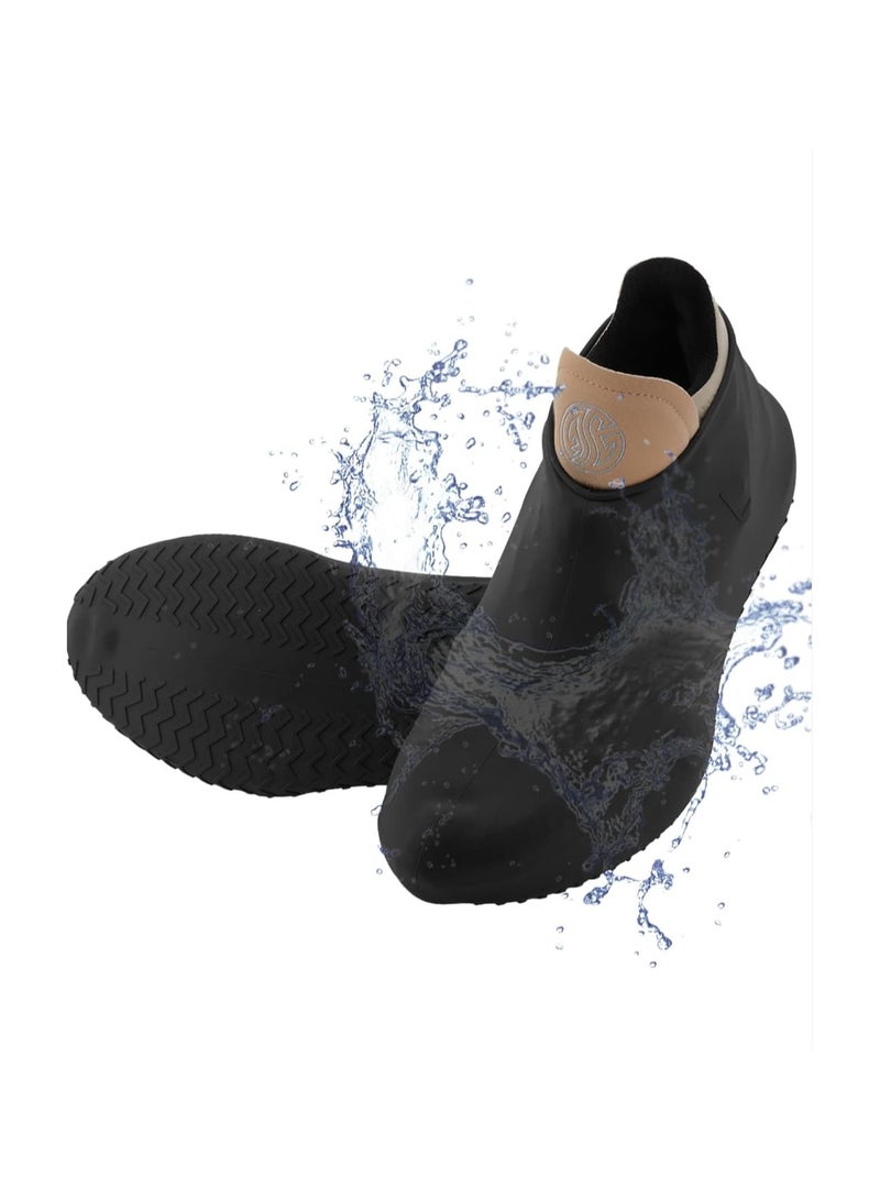 Rainproof Shoe Cover, Pair of Waterproof Rubber Covers, Unisex Shoe Covers, Pair of Shoe Protection Covers, Rain-Resistant Rubber Cover, Waterproof Cover, Rain-Resistant Shoe Covers, Shoe Rain Cover, Shoe Cover Against Rain, Shoe Cover Against Rainwater, Shoe Rain Cover, Boot Protection Cover, Latex Protection Cover from Wet Ground, Waterproof Shoe Cover, Boot Covers for Walking on Wet Rainy Ground, Shoe Covers in Rain and Outdoor, Snow | Size L - Black Color.