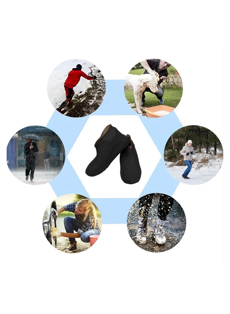 Rainproof Shoe Cover, Pair of Waterproof Rubber Covers, Unisex Shoe Covers, Pair of Shoe Protection Covers, Rain-Resistant Rubber Cover, Waterproof Cover, Rain-Resistant Shoe Covers, Shoe Rain Cover, Shoe Cover Against Rain, Shoe Cover Against Rainwater, Shoe Rain Cover, Boot Protection Cover, Latex Protection Cover from Wet Ground, Waterproof Shoe Cover, Boot Covers for Walking on Wet Rainy Ground, Shoe Covers in Rain and Outdoor, Snow | Size L - Black Color.