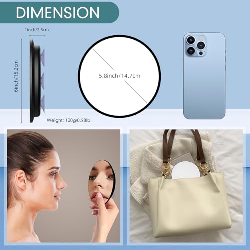 Suupvaor 10X Magnifying Mirror with 3 Suction Cups, Large 6inch Round Travel Makeup Mirror with High Magnification, Makeup Mirror with Tweezers Set - Image 5