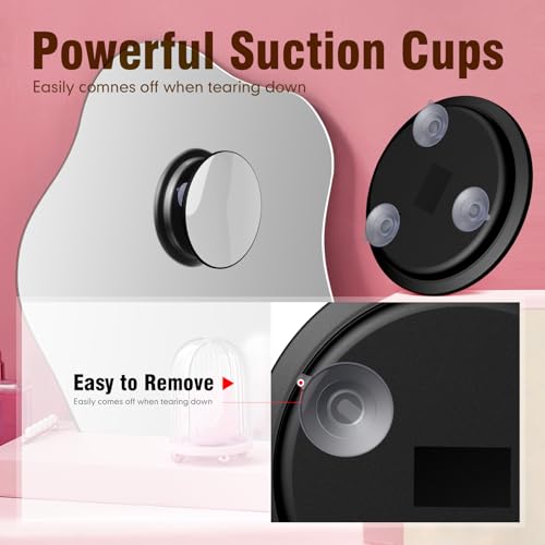 Suupvaor 10X Magnifying Mirror with 3 Suction Cups, Large 6inch Round Travel Makeup Mirror with High Magnification, Makeup Mirror with Tweezers Set - Image 4