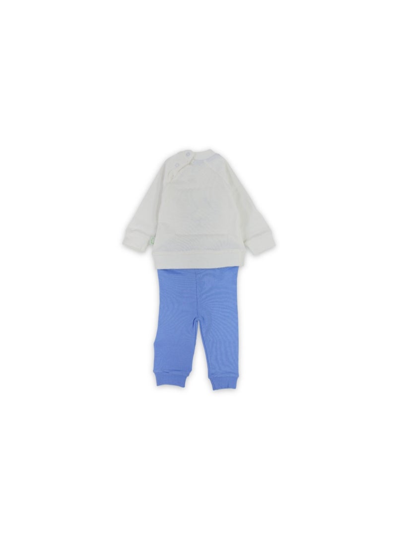 بيجاما قطنية للأولاد الرضع – زرقاء مع تطريز فيل - Image 2