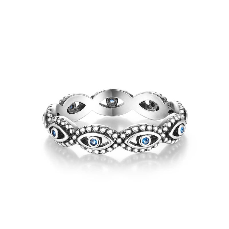 NARMO Evil Eye Rings for Women 925 Sterling Silver Ring Stackable Finger Ring Turkish Blue Eye Lucky Jewelry Gifts (8) - Image 2