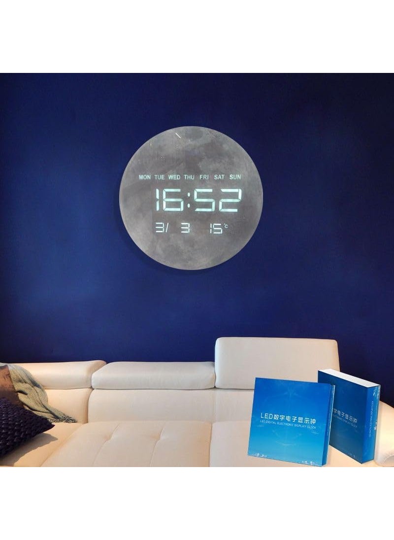 DD RETAILS DD RETAILS Digital Wall Clock || Smart Silent LED Wall Clock || Large Display Modern Non Ticking Clock with Temperature & Time || Clocks for Living Room, Bedroom, Office, Kitchen Decor (Moon)  - Image 1