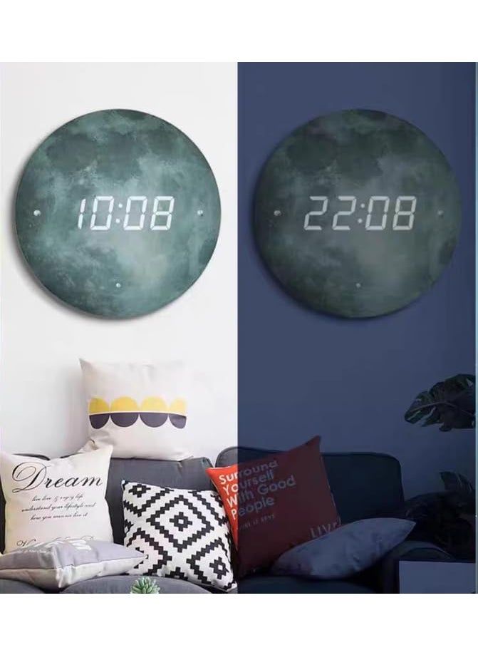 DD RETAILS DD RETAILS Digital Wall Clock || Smart Silent LED Wall Clock || Large Display Modern Non Ticking Clock with Temperature & Time || Clocks for Living Room, Bedroom, Office, Kitchen Decor (Moon)  - Image 4