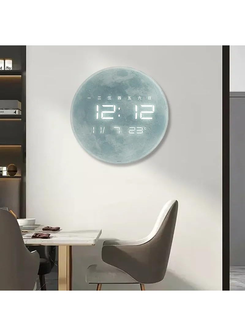 DD RETAILS DD RETAILS Digital Wall Clock || Smart Silent LED Wall Clock || Large Display Modern Non Ticking Clock with Temperature & Time || Clocks for Living Room, Bedroom, Office, Kitchen Decor (Moon)  - Image 3