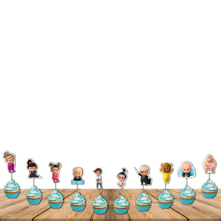 Festiko® Boss Baby Birthday Decorations,Baby Boss Party Supplies Pack of 12 pcs, Baby Party Supplies, Children Carnival Party Supplies Decoration - Cup Cake Topper - Image 4