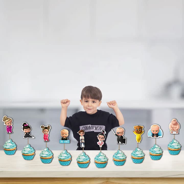 Festiko® Boss Baby Birthday Decorations,Baby Boss Party Supplies Pack of 12 pcs, Baby Party Supplies, Children Carnival Party Supplies Decoration - Cup Cake Topper - Image 3