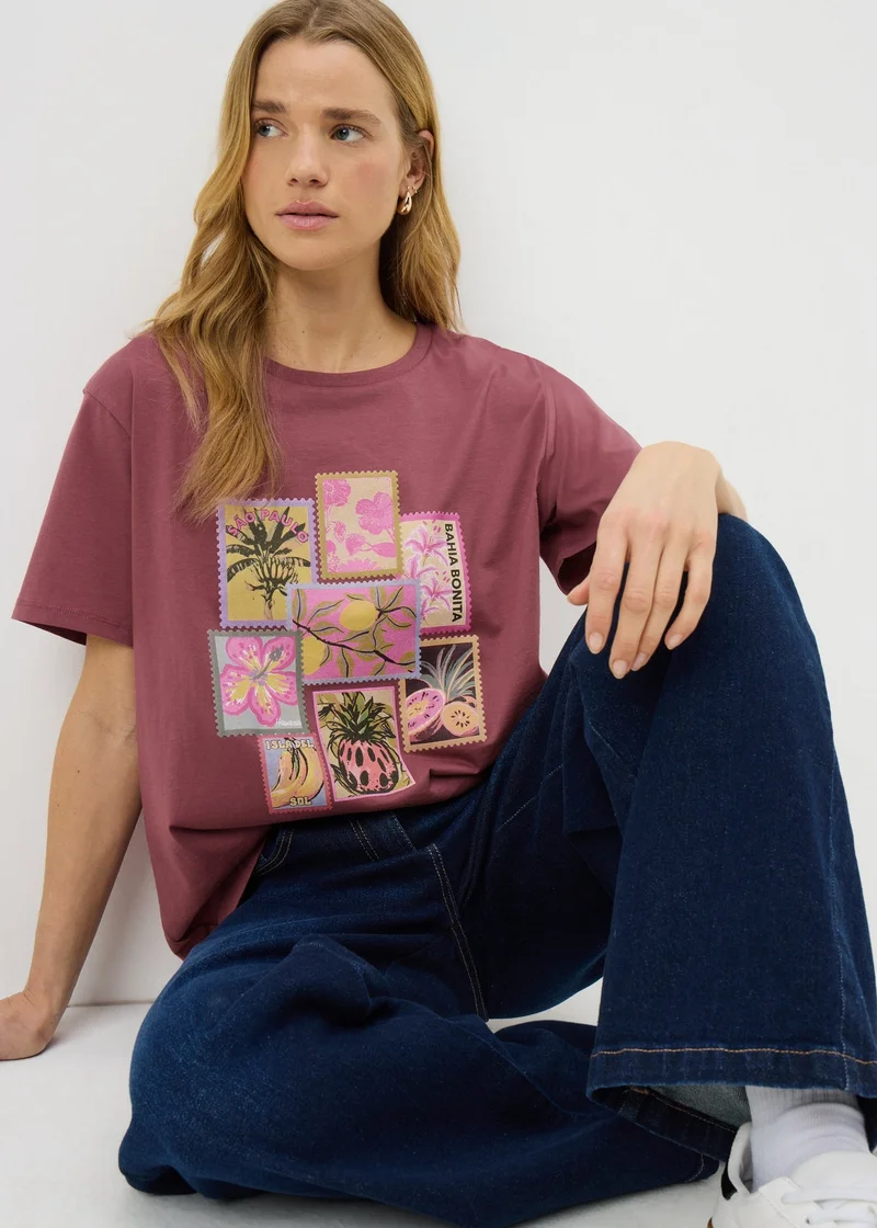 ماتلان Raspberry Postcard Graphic T-Shirt