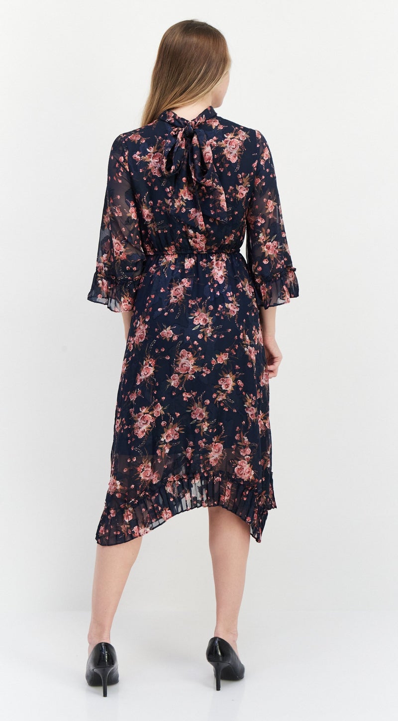 VERO MODA Women Floral Print Mini Dress, Navy Combo - Image 3
