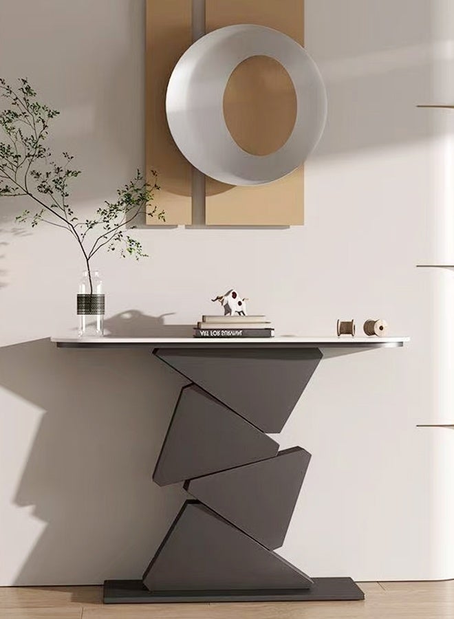 fashionhome Multipurpose Use Modern Design Luxury Metal Base Console Table Glossy Rock Slab Tabletop Sofa Side Table Nordic Entry Porch Table Home Foyer Long Table Entryway Display Table for Home Office 120x30x85 cm - Image 1