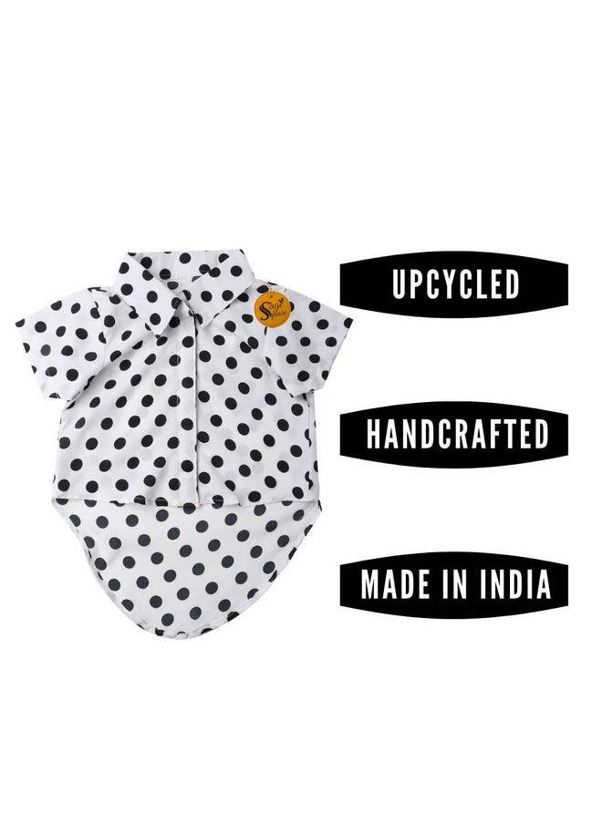 Sage Square Crazy Printed Dog Shirt, Trending Dog Shirt, Ultra Soft & Light Weight, Comfortable & Breathable Dog Apparel, Trendy Outfit (Small - 14 Inch) (Polka White)  - Image 3