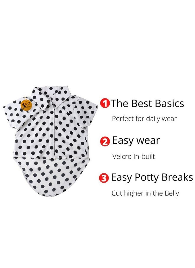Sage Square Crazy Printed Dog Shirt, Trending Dog Shirt, Ultra Soft & Light Weight, Comfortable & Breathable Dog Apparel, Trendy Outfit (Small - 14 Inch) (Polka White)  - Image 5