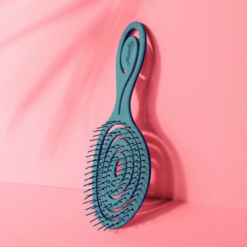 Ninabella Detangling Hair Brush for Women & Men - Does not Pull - Straightening Brushes for Straight & Curly Hair - Unique Spiral Hairbrush - Teal - Image 5