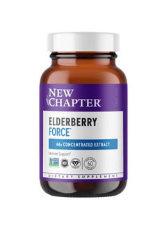 Vegan Elderberry Capsules Elderberry Force With 64X Concentrated Black Elderberry + Black Currant For Immune Support No Added Sugar Gluten Free 60 Count