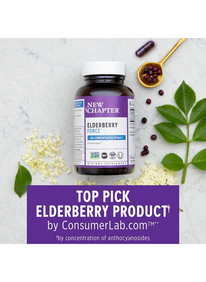 New Chapter - Vegan Elderberry Capsules Elderberry Force With 64X Concentrated Black Elderberry + Black Currant For Immune Support No Added Sugar Gluten Free 60 Count - Image 1