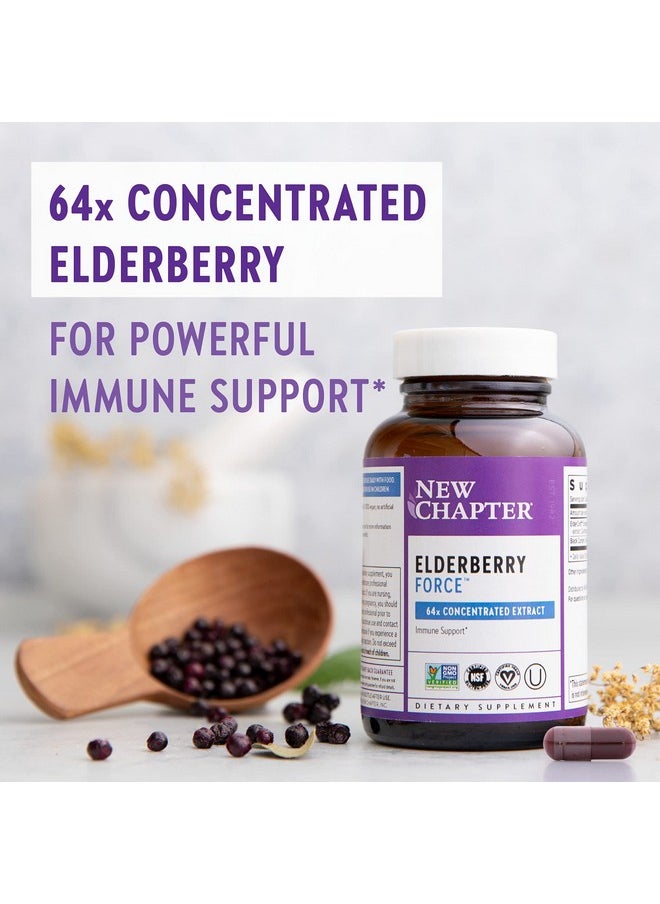 New Chapter - Vegan Elderberry Capsules Elderberry Force With 64X Concentrated Black Elderberry + Black Currant For Immune Support No Added Sugar Gluten Free 60 Count - Image 1