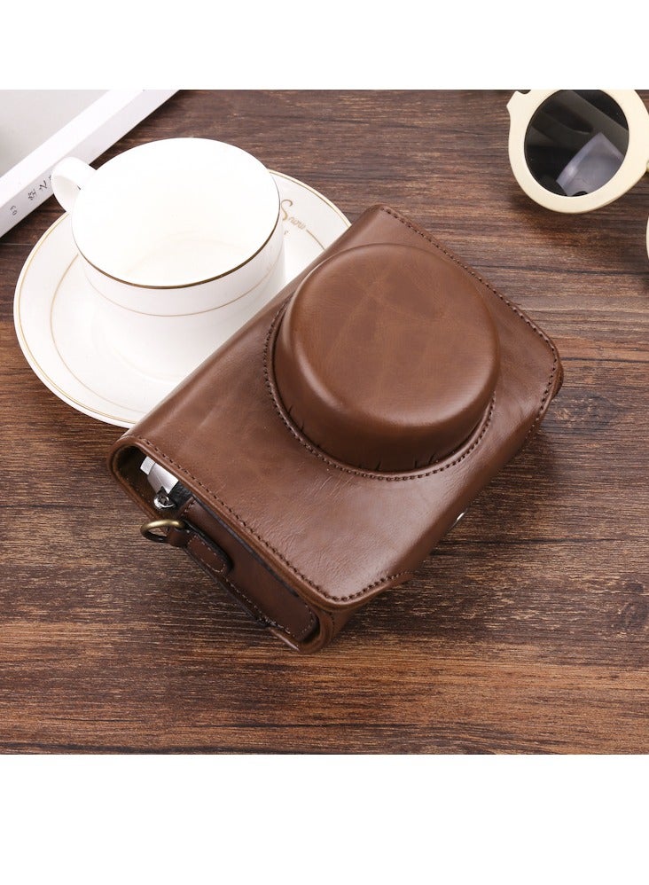 Suitable for Fuji X100V series X30 leather case Nikon J5 Panasonic GF9lx100 Canon camera bag (brown) - Image 3