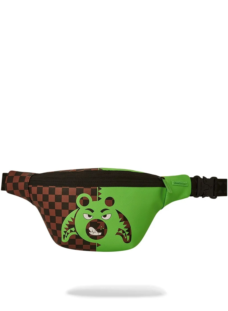 SPRAYGROUND GREEN MONEY BEAR SPLIT SAVVY CROSS-BODY