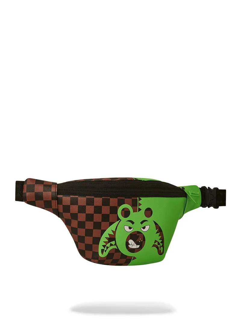 SPRAYGROUND GREEN MONEY BEAR SPLIT SAVVY CROSS-BODY