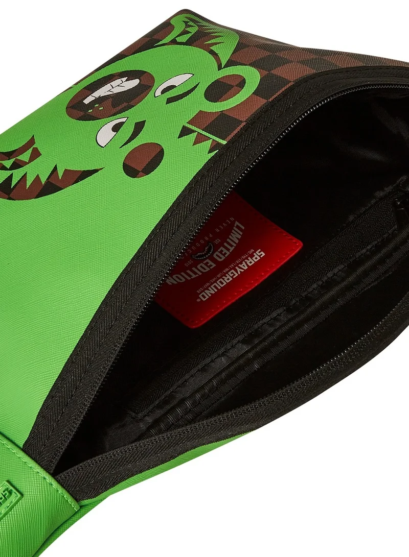 SPRAYGROUND GREEN MONEY BEAR SPLIT SAVVY CROSS-BODY