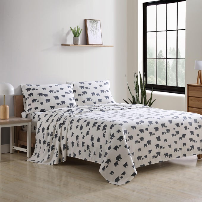 FULL SHEET SET WARM BREATHABLE COTTON FLANNEL BEDDING WITH DEEP POCKETS BRUSHED FOR EXTRA SOFTNESS COZY HOME DECOR OEKOTEX CERTIFIED BEAR FAMILY FULL